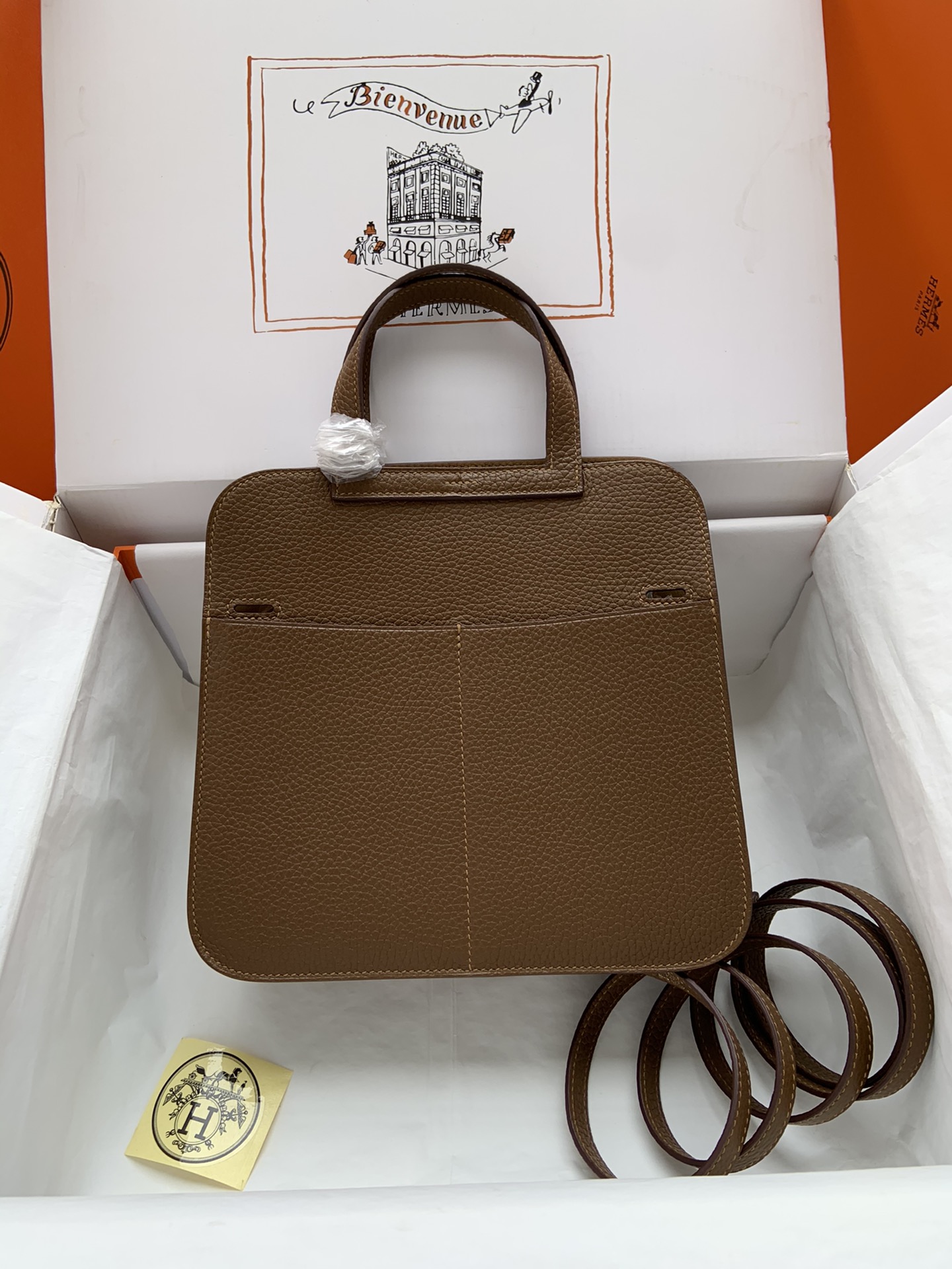 Hermes Halzan 25 Handbag Shoulder Bag In Dark Brown Clemence Leather